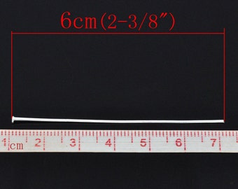 300 pcs. Silver Plated Flat Head Pins - 60mm x 0.7mm - 21 Gauge - 2.36 inch long