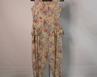 1980s Old School Floral Onesie Jumpsuit Romper Jumper