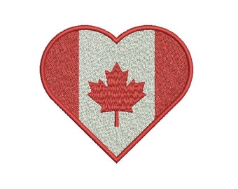 Machine Embroidery Design Instant Download - Canadian Flag Heart