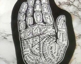 Palmistry back patch - large patch, hand backpatch, cool patches, palm reader patch, occult patch, witchy back patches, tarot back patches
