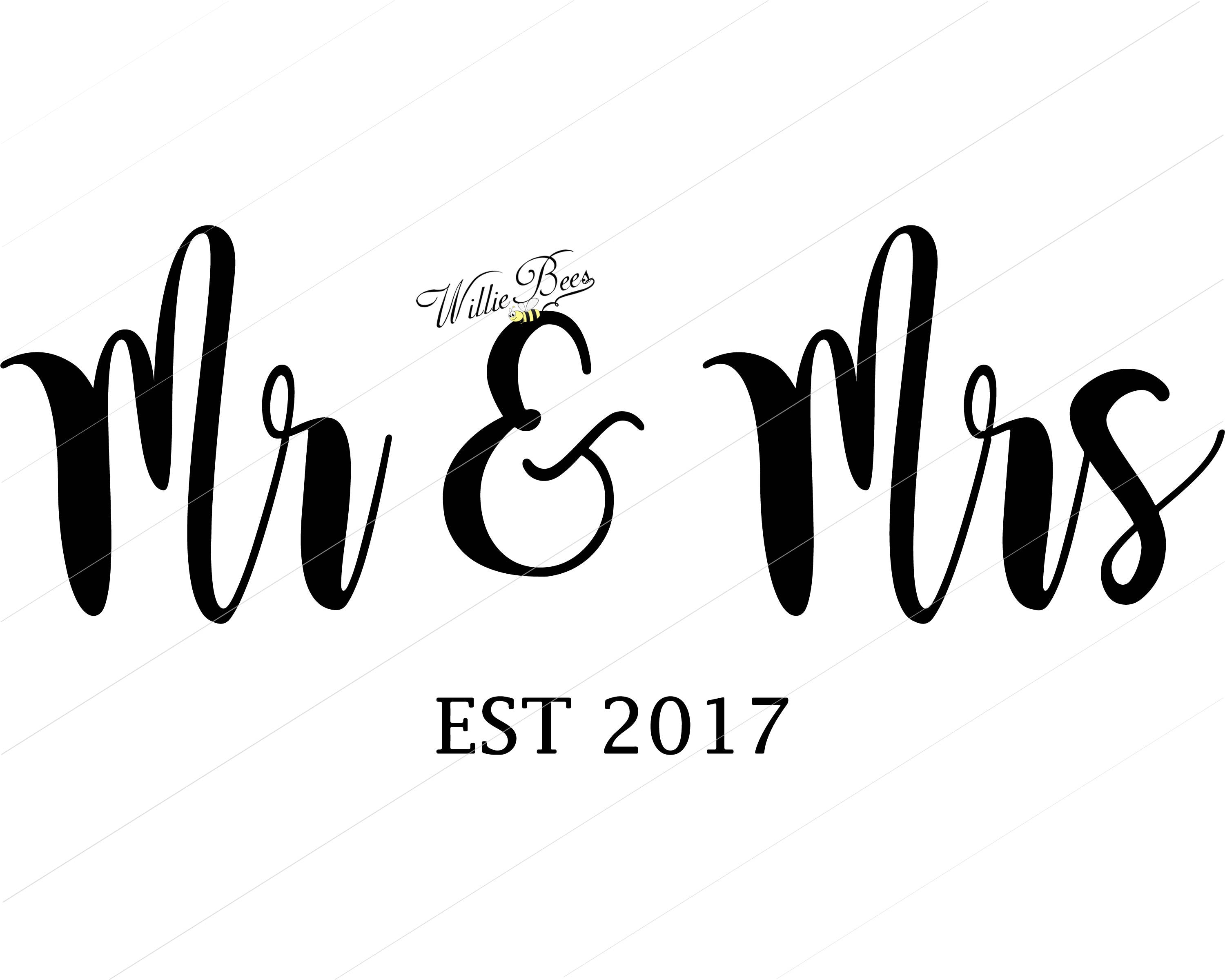 Mr And Mrs Est 2017, Overlay, Married Couple, Wedding Day ... for Silhouett...