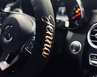 Custom Monogram Steering Wheel Cover - Custom Name - Personalized Steering Wheel Wrap - Cute New Car Accessory - Car Gift - New Car