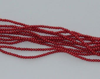 50 beads glass Pearl red/burgundy 3 mm