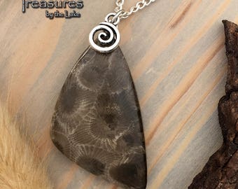 Petoskey Stone Pendant with Necklace
