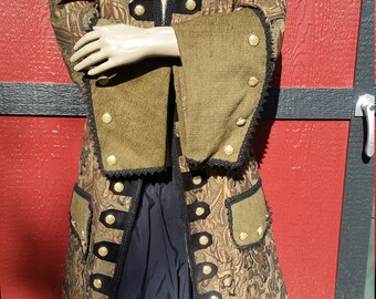Olive green and gold pirate coat
