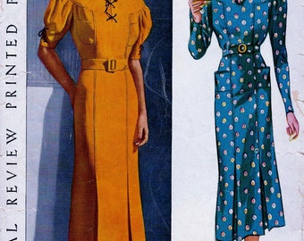 1930's Pictorial Review Pattern 8578 - Fabulous Misses' Dress Frock - RARE * Size 12 * Bust 30
