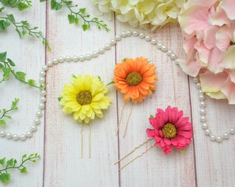 Wedding hair pins Outdoors wedding Sunflower hair pin Rustic wedding hair pin Woodland wedding Summer wedding Floral pins Spring wedding
