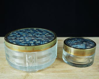 Vintage Art Deco bocal en verre cosmétiques Vanity