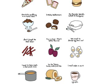Foods of Gilmore Girls Print - Hand-Illustrated