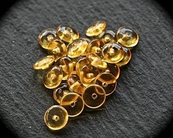 25 beads 6mm honey Topaz Czech glass rondelles