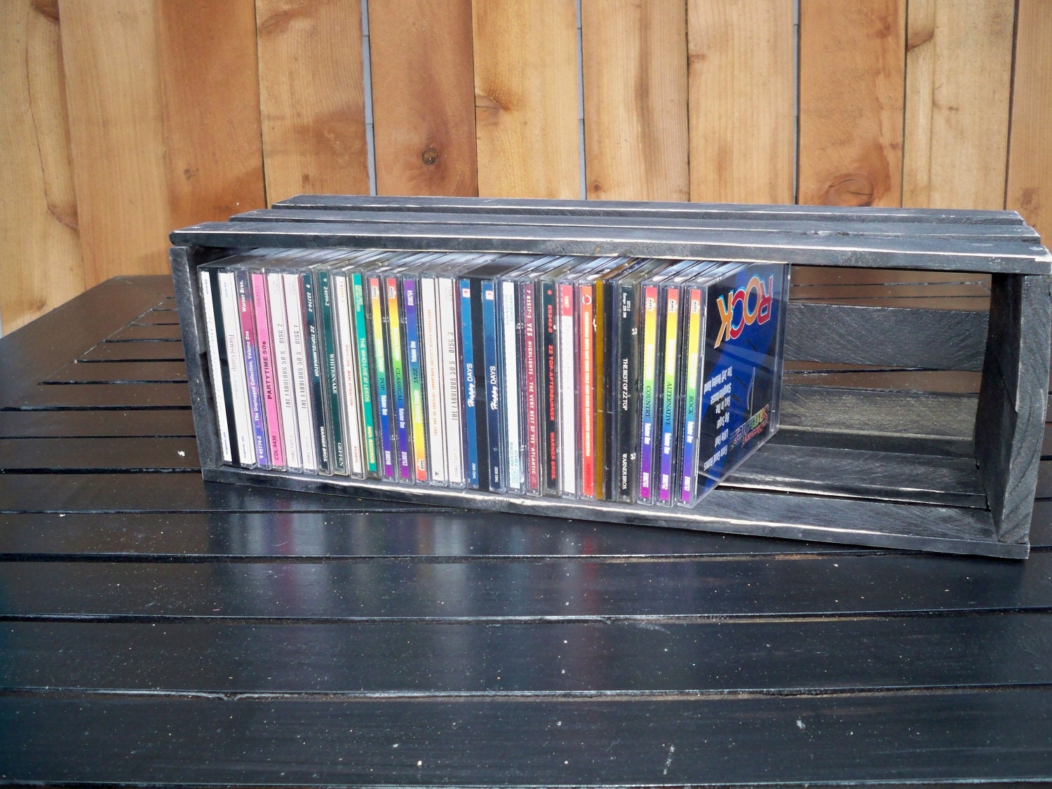 Cd Storage Crate Rustic Wood Center Piece Zoom