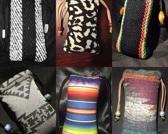 Pipe case, Cushioned Drawstring bag, Pipe case, Vape pen case, padded pouch, Stash bag , Pipe pillow, Pipe pouch, Glass Bag, tribal, baja