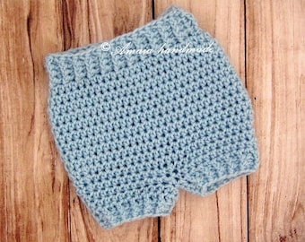 Blue Baby shorts - Crochet baby shorts for Newborn to 12 Months, Great newborn or baby photo prop!