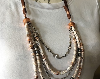 Multi strand shell heishi necklace