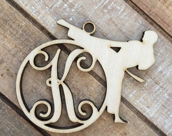 Monogram Karate Christmas Ornament - Personalized Karate Ornament - Male Martial Arts Ornament - Gift for Karate Student - Karate Initial