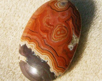 Burrundo Agate Cabochon - Handmade Fire Ball, Oval Red Burrundo Fireball Cabochon by JewelryArtistry - GC541