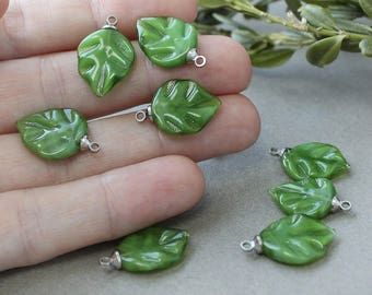 Lampwork Leaves, 5 pcs Leaf Beads, Lampwork Glass Beads, Handmade Beads, Lampwork Beads, Lampwork Leaves Beads, Leaf Lampwork