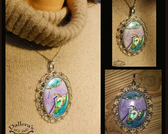Silver and ceramic pendant.