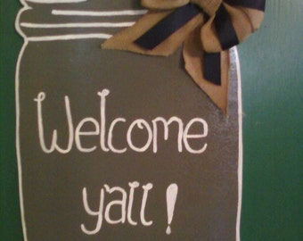 Welcome Yall" Wooden Door Decor