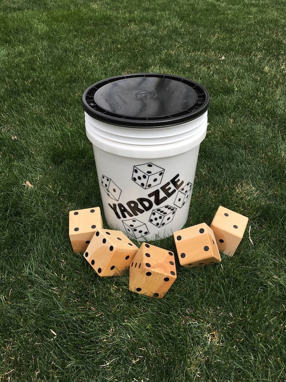 Large Oversized Yard Dice Game Set Yardzee With Bucket or