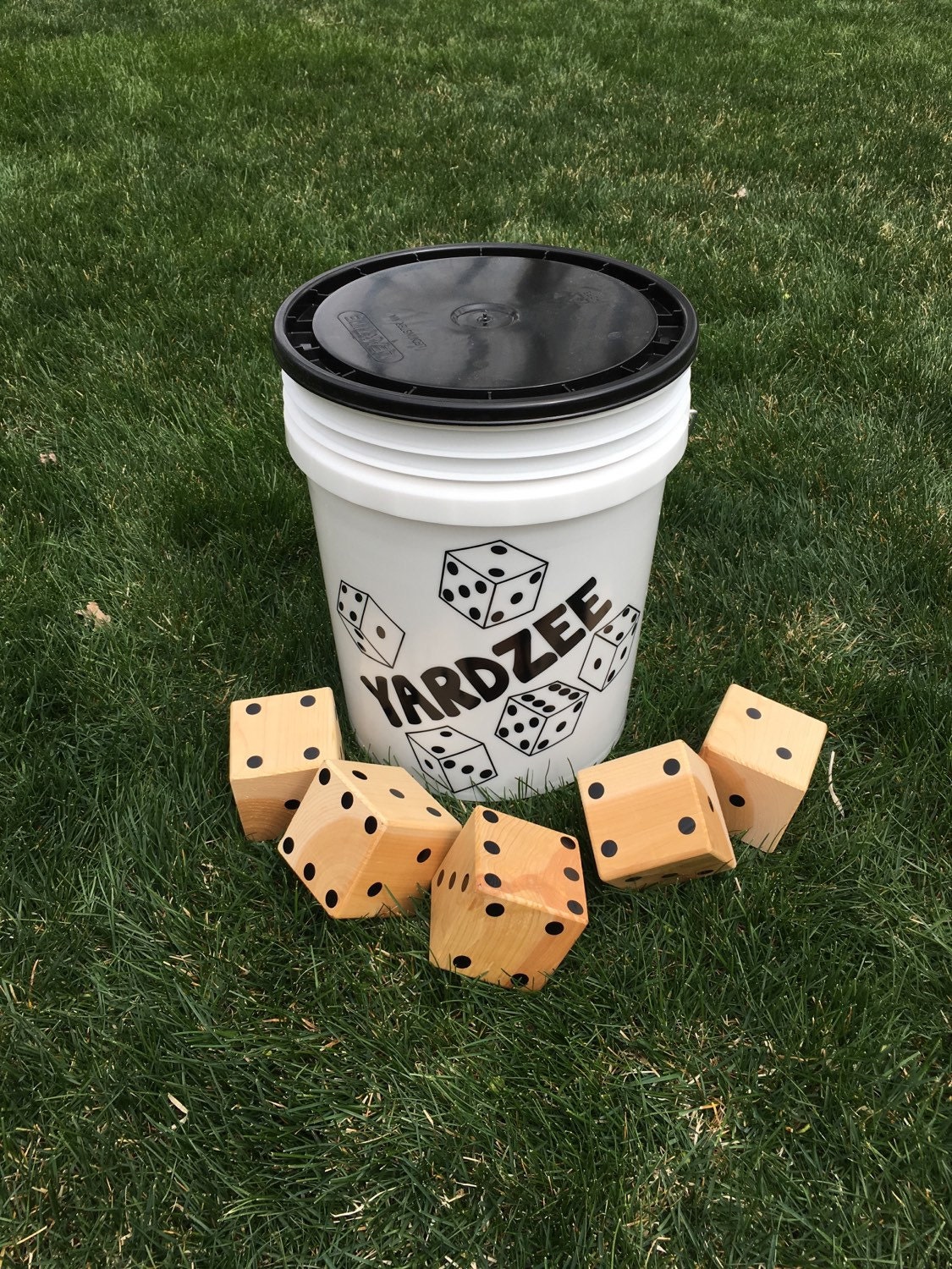 Large Oversized Yard Dice Game Set Yardzee With Bucket or
