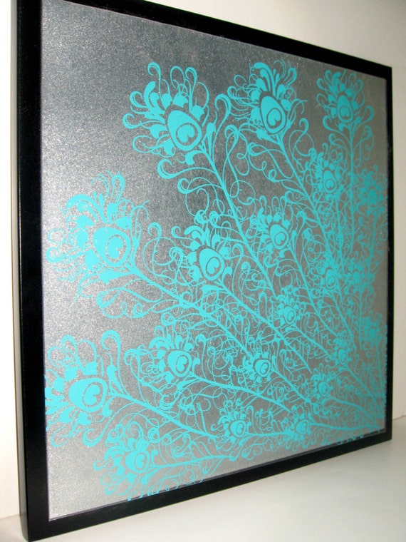 Teal Peacock .. Dry Erase Steel Memo Board / friend