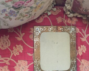 French Country Venetian Etching Floral Mirror Picture Frame