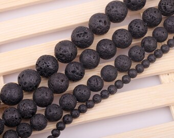 25 natural 6 mm lava stone beads
