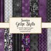 Gothic Skulls Digital Paper, purple gothic patterns, Gothic steampunk Halloween backgrounds, skull patterns, purple black and white