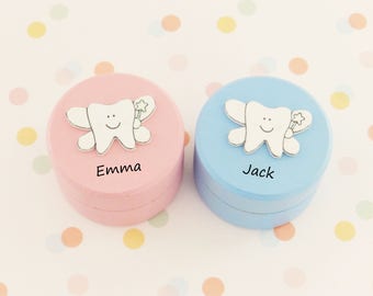 Tooth Fairy box/ baby first tooth / personalised box/hand painted tooth box / teeth box / tooth fairy / baby tooth box / baby shower favors