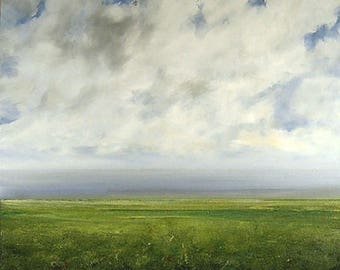 Landscape Oil Painting CUSTOM Modern Abstract Sky Cloud FIeld by J Shears