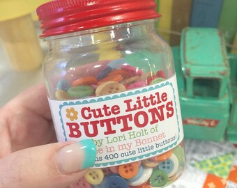 Cute Little Button Jar #1 - Cute Little Buttons in a Jar, Contains 500 Buttons