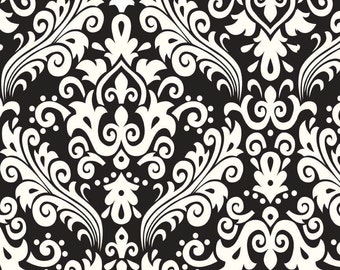 Laminated Cotton aka Oilcloth HEAVYWEIGHT splat mat Riley Blake black and cream damask choose your size