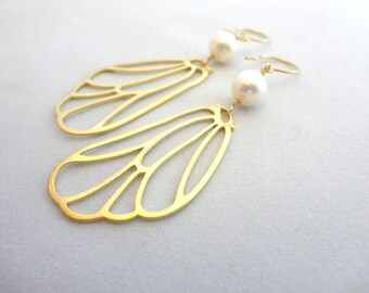 Pearl Butterfly Wing Earrings