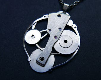 Watch Parts Necklace "Theta" Delicate Beautiful Mechanical Watch Sculpture Pendant Industrial Steampunk Elegant Mechanical Mind