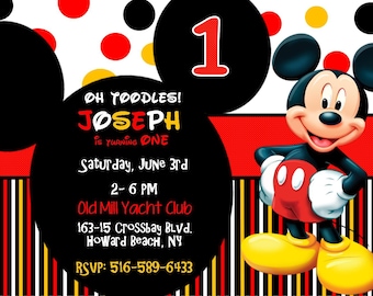Mickey Mouse 1st Birthday Invitation