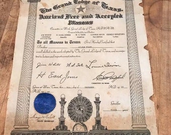 Masonic certificate | Etsy