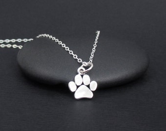 Paw Print Necklace Sterling Silver Dog Paw Necklace, Cat Paw Necklace, Pawprint Necklace, Pet Lover Gift, Paw Print Jewelry