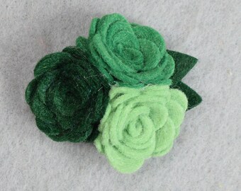 Felt Flower Brooch*Made-to-Order*Green Flower Pin*Felt Pin*Felt Brooch*Felt Flower Pin*Felt Jewelry*Rose Brooch*Rose Pin*Hat Pin*Fabric