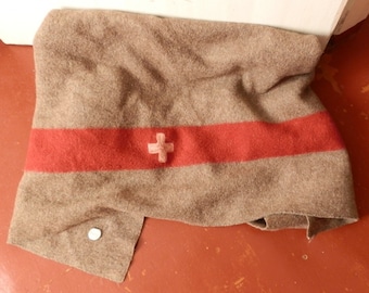 Vintage original Swiss Army Wool Blanket, Authentic Swiss military wool blanket, 1937's