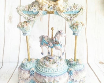 Carousel Music Box, Carousel and Angels, Love Makes the World Go Round, Angels Music Box, Shabby Chic Music Box, Roses and Angels, Music Box