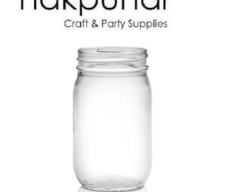 16 oz Mason Glass Jars with Color Choice of Lid