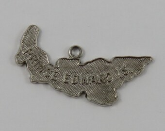 Map of Prince Edward Island Sterling Silver Vintage Charm For Bracelet