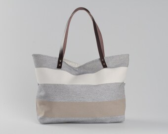 Canvas Tote Bag, Beach Tote Bag, Casual Tote Bag, Day Bag, Summer Tote bag, Hobo Tote bag, Jute Tote Bag, Striped Bag, Lagut, Weekend Bag