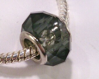 2 European glass bead and silver black transparent (8)