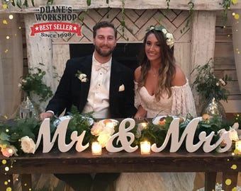 8" Wooden Mr and Mrs sign, Gold and Silver Glitter, Wedding Decor, Wedding, Mr & Mrs