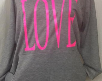 Love Kangaroo Pocket off the Shoulder shirt