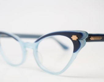 Two tone blue cat eye glasses vintage cateye eyeglasses frames