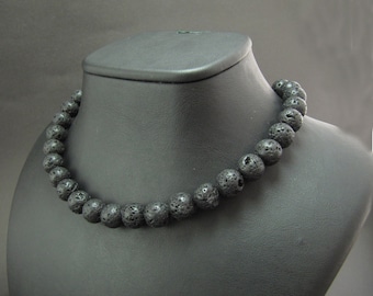 EXPRESS SHIPPING - Lava Stone Statement Necklace - Strand Necklace - Choker - Ready to Gift Mother's Day Gift
