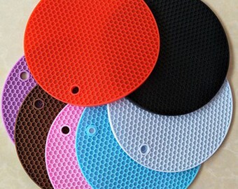 Silicone round honeycomb pad, placemat, non-slip insulation mat, high temperature, easy to clean,kitchen tools for bakeware